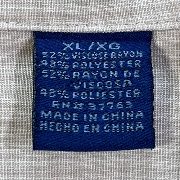 Jantzen XL Embroidered Palm Camp Shirt Tan - Picture 5 of 6